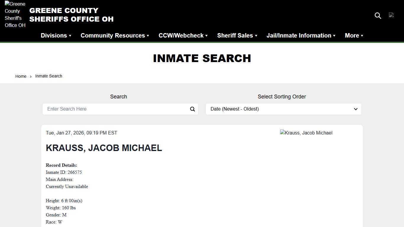 Inmate Search Greene County Sheriff's Office OH